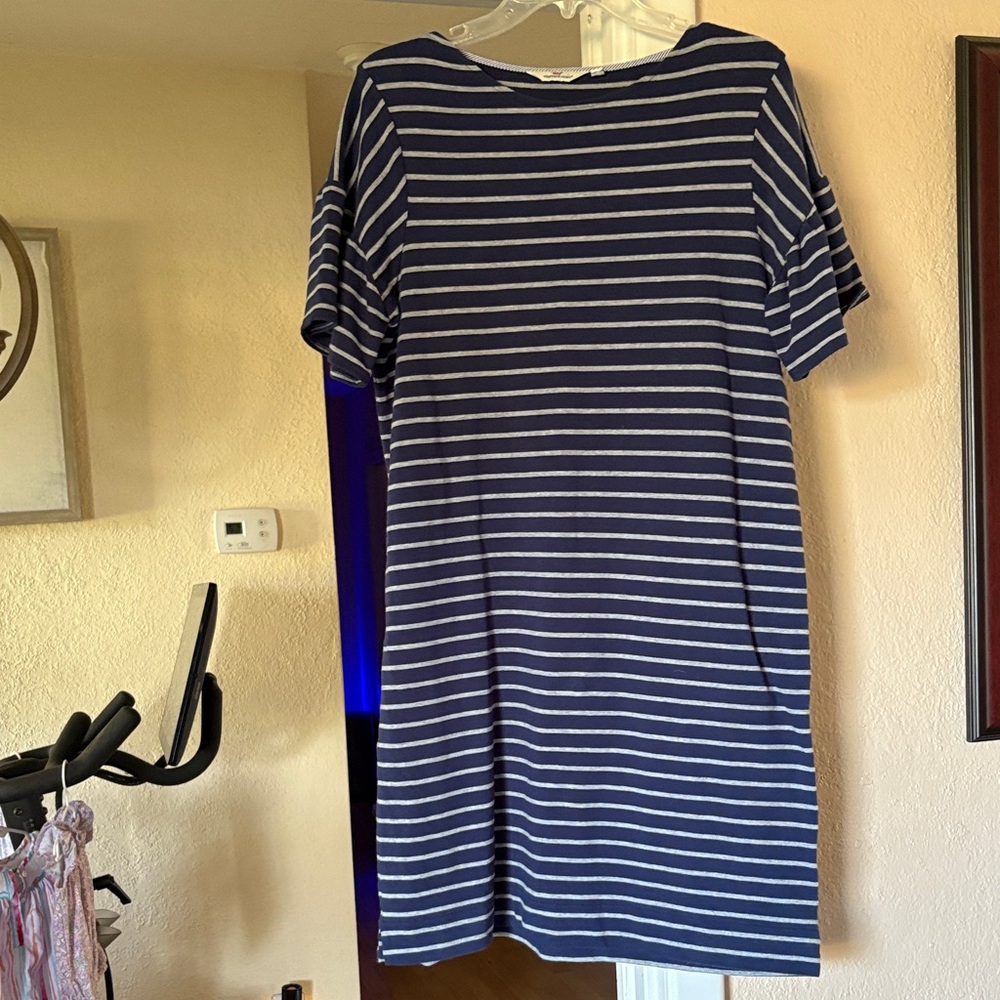 Vineyard Vines Blue and Gray Striped Dress